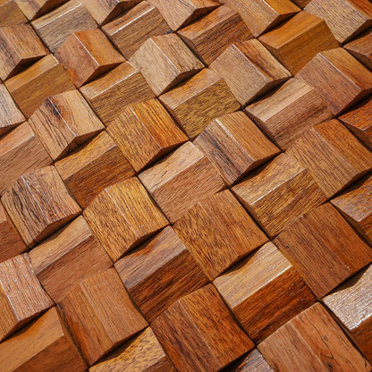 Pannello a mosaico 3D in legno massiccio Premium ✅(30 x 30 cm)