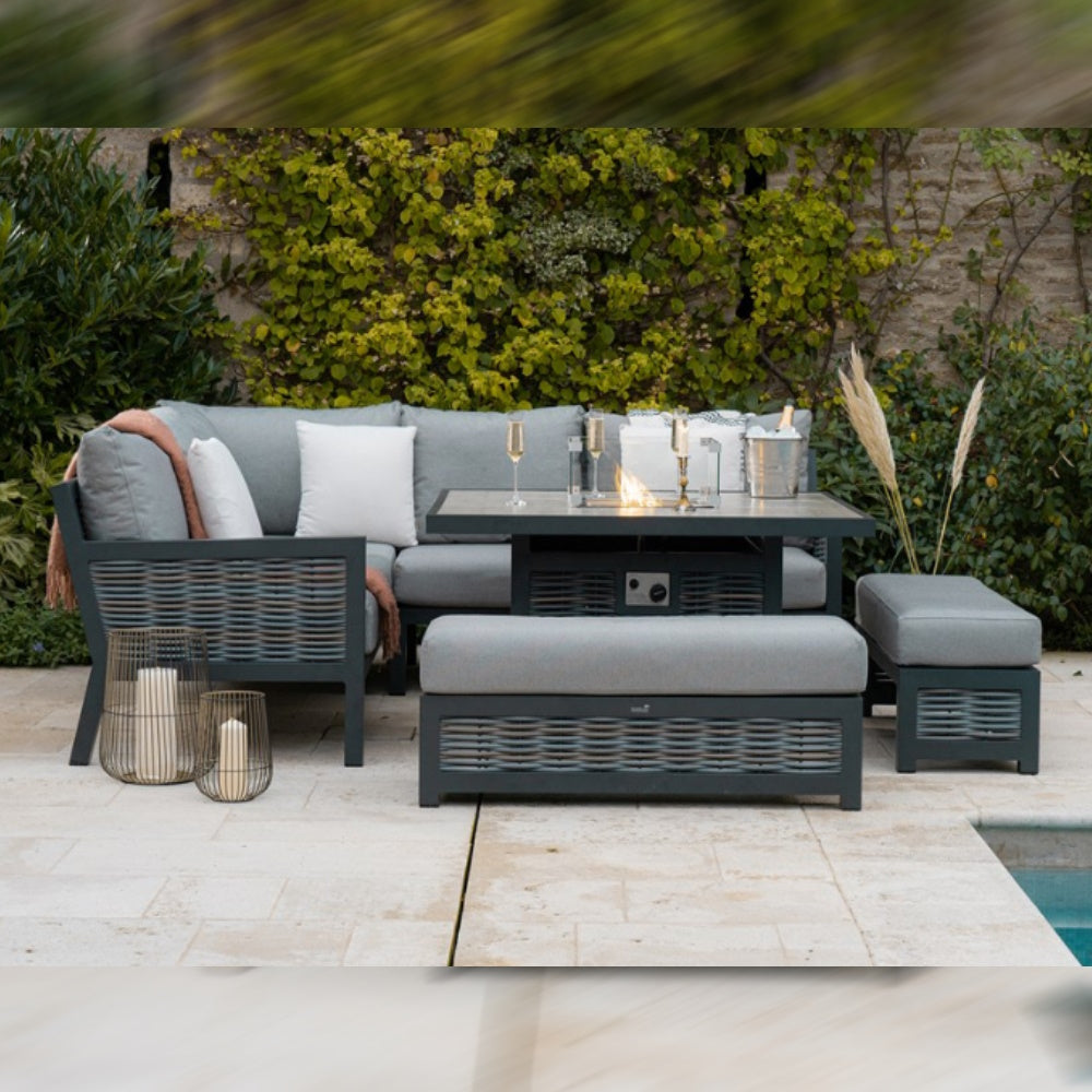 Divano ad angolo e panche da giardino Cambridge Rattan Firepit
