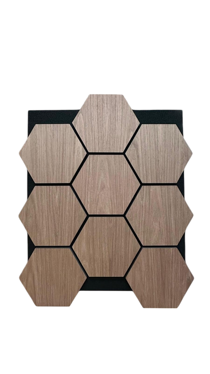 Confezione da 4 pannelli esagonali acustici in legno da parete 700 mm x 570 mm rovere chiaro